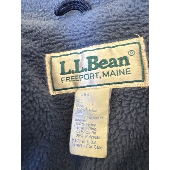 LL Bean Men L Freeport Maine Warm-Up Jacket Fleece Lined Full Zip VTG 90’s Blue - Picture 2 of 10